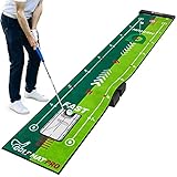 SAPLIZE Zwei-Gang-Golf-Putting-Übungsmatte mit Putting-Ausrichtungsspiegel, 20 Zoll X 3,00 m Putting-Trainingshilfe-Matte, rutschfeste Unterlage Golf-Putting-Grün für Indoor/Outdoor