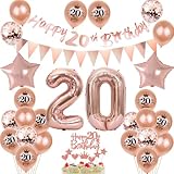20 Geburtstag Deko Frauen, Rosegold Banner 20 Geburtstag Girlande Deko 20. Geburtstag Frauen Luftballons 20. Geburtstag Tortendeko 20 Geburtstagsdeko 20 jahre Frauen Ballon 20. Geburtstag deko