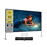 Projektionsleinwand für den Außenbereich, 80 90 100 135 150 180 Zoll Projektorleinwand mit Ständer 16:9 4K HD Weitwinkel mit Aufbewahrungstasche Tragbares Heimkino for den Außenbereich(90 inch)