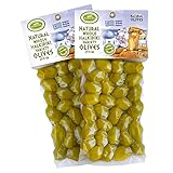 KORVEL Oliven - Griechische Oliven - Halkidiki - Grüne Oliven - 500gr (2 x 250gr) - Vakuum Packung - Oliven mit Stein - Griechisches Produkt - Naturprodukt - Gesunder Snack - Vegan