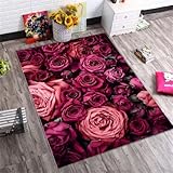 DJHWWD Rosa Trittschalldämmung Teppich Schlafzimmer Rechteckiger Teppich Wohnzimmer Bedruckter Teppich rutschfest Teppich Rund Wohnzimmer Waschbarer Teppich Wohnzimmer 160X200Cm 5Ft 3''X6Ft 6.7''