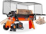 SuperHandy Holzspalter elektrisch, Brennholzspalter, Tragbar, 6T Ram System, 230V, 2200W Motor, horizontaler Fernstrahler mit Stahlkeil zum Spalten von Brennholz in der Forstwirtschaft