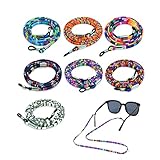 Qufiiry Brillenband Damen, 7 Pcs Brillenkette, brillenbänder Bunt, Baumwolle Brillen Ketten, Einstellbare Anti Rutsch Brillen Halter Brillenschnur für Lesebrillen Sonnenbrillen Schutzbrillen Sport