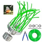 HEYIDAMAI Unkrautbürste für Freischneider, Unkrautbürste für Motorsense Aluminium, Rasentrimmer Unkrautbürste, Universal Wildkrautbürste, inkl 30m Nylon Faden Wildkrautbürste & Freischneider Zubehör
