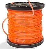 Zeqeey Mähfaden Trimmerfaden Nylon Quadratischer Rasentrimmerfaden 0,095 Zoll 2,4 mm x 100 m Nylonschnur für Garten Rasentrimmer und Elektro-Trimmer, Orange J24X