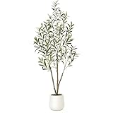 CROSOFMI Künstliche Pflanzen Groß 150 cm Olivenbaum Künstlich mit Pflanzentopf aus Kunststoff Kunstpflanzen wie Echt für Balkon Wohnzimmer Deko (1 Pack)