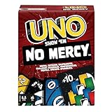 Mattel Games UNO Show 'em No Mercy - 56 zusätzliche Karten, Harte Aktionskarten und brutale Spielregeln für die gnadenloseste Version, Stapelregel und Handkartentausch, ab 7 Jahren, HWV18