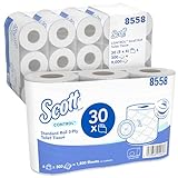 Scott Control 8558 Toilettenpapier, klein, 3-lagig, 5 Packungen mit je 6 Rollen x 300 Stück (30 Rollen/9.000 weiße Blätter insgesamt)