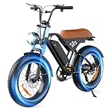 Finbike E-Bike mit All-Terrain 20 * 4.0 Zoll Fetten Reifen,Elektrofahrrad mit 10.4Ah Abnehmbarem Akku,4 Fahrmodi,PAS Reichweite MAX 100KM,Elektrofahrräder Mehr Komfort für Herren Damen