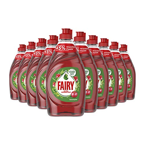 Fairy Spülmittel (4.5 L) Granatapfel, mit effektiver Formel für sauberes Geschirr und Fettlösekraft (10 x 450 ml)