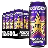 Rockstar Energy Drink Tropical Guava - Koffeinhaltiges Erfrischungsgetränk für den Energie Kick, EINWEG (12 x 500ml) (Verpackungsdesign kann abweichen)