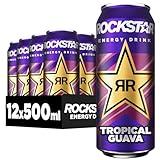 Rockstar Energy Drink Tropical Guava - Koffeinhaltiges Erfrischungsgetränk für den Energie Kick, EINWEG (12 x 500ml) (Verpackungsdesign kann abweichen)