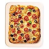 Pizzastein für Backofen & Gasgrill - Für Knusprigen Boden - Pizzastein Rechteckig aus Cordierit bis 900 °C - Wärme Speichernd
