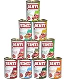 Rinti-Kennerfleisch 10 x 400g Mixpaket | 10 garantierte Sorten | getreidefreies Nassfutter mit 70% Fleisch & Innereien | ohne Soja | Hundefutter