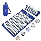 Akupressurmatte mit kissen für Massage & Schmerzlinderung [Das Original], Blau Nadelmatte Set zur Entspannung für Nacken, Rücken, Füße | Yantramatte, Stachelmatte für Meditation
