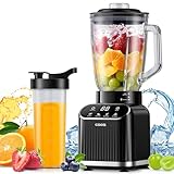 GDOR Professional Standmixer 1200W Smoothie Maker 5 Programme Mixer Smoothie Maker 1,5L Glasbehälter&700ml To-Go Becher Kombi Blender für Smoothies Shake Eiscrushen und Gefrorenes Obst Selbstreinigend