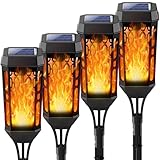 Joltix Solarlampen für Außen Garten, Solarleuchten mit Realistischer Flammeneffekt, Solar Fackeln Gartenbeleuchtung, IP65 Wasserdichte Gartenfackeln für Außen, Hinterhöfe, Rasendeko (4 Stück)