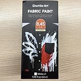 Shuttle Art weiße Textilfarbe waschmaschinenfest, waschfeste Stoffmalfarben (je 240ml)