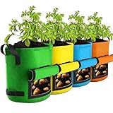 Kartoffelzuchtbeutel - Anzuchtbehälter für Karotten | Vlies Grow Container, 4er Set Gemüse Pflanzsack für Garten Hof