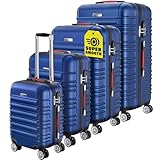 MONZANA® Kofferset 4tlg Hartschalen Koffer S-M-L-XL Gel-Griffe 4 Rollen ABS Hardcase Schloss Füße Trolley Rollkoffer Reisekoffer Set Navy