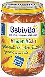 Bebivita Kinder-Küche 1-3 Jahre Pasta mit Tomaten-Zucchini-Gemüse und Pute, 6er Pack (6 x 250g)
