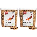 petifool Koi Exquisit 1kg – getrocknete Futtermischung - für Wasserschildkröten und Fische – Mischung aus Seidenraupen, Shrimps und Gammarus - Naturfutter (Packung mit 2)