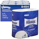 Kleenex Premium Toilettenpapier Rolle 8484, WC-Papier 24 Rollen x 160 wattierte Blätter, Klopapier 4-lagig, 100% reine Faser, hochwertig, reißfest und weich