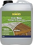 Bondex 329867 Holz-Neu farblos 2,5 L für 17,5 m² - Kraftvolle Reinigung und Entgrauung - Holzschmutzentferner mit einfacher Verarbeitung durch Geltextur