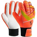 Sportout Torwarthandschuhe Kinder und Jugendliche, Fußball Torwarthandschuhe, Fußballhandschuhe, Doppeltem Schutz, Tragbarkeit, Super Halt (Orange, 6)