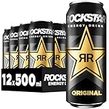 Rockstar Energy Drink Original - Koffeinhaltiges Erfrischungsgetränk für den Energie Kick, EINWEG (12 x 500ml) (Verpackungsdesign kann abweichen)