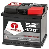 Tokohama Autobatterie 12V 52AH 470A/EN ersetzt 50Ah 44Ah 45Ah 46Ah 47Ah