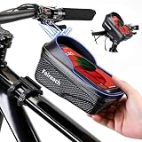 Faireach Fahrradtasche Rahmen Schnellverschluss, Fahrrad Rahmentasche Wasserdicht mit Große Kapazität Handytasche Fahrrad mit 0.25mm Touchscreen, Face ID für Smartphones 5,5-7 Zoll