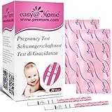 Easy@Home 20 x Schwangerschaftstest Frühtest 10 miu/ml - Empfindliches und Schnelles Test - Frühschwangerschaftstest Ultra Frühtest Schwangerschaft Streifen (20 HCG Tests)