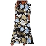 Buyaole Sommer Kleider Für Damen  Strandkleider Für Damen Blusenkleid Damen Sommer Einschulung+Kleider+Mädchen Damen Sommerkleider Kleid Mit Spitze Festliche Kleider Knielang Kleid