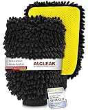 ALCLEAR Zottel Waschhandschuh Auto - 2er Set - Premium Mikrofaser Auto Waschhandschuh für optimale Autopflege - 100% kratzfrei & schonend - Chenille Mikrofaser Handschuh Auto - Saugstark & weich