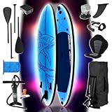 BRAST SUP Board mit LEDs | Aufblasbares Stand up Paddling Set | 320x81x15cm | 4 Designs | LED-Beleuchtung mit 10 Farben | 5 Jahre Garantie | 2in1 Paddel Kajak-Sitz Action-Cam-Halterung Fußschlaufe