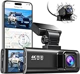 REDTIGER F7N 4K Dashcam mit WiFi GPS Front 4K/2.5K und Hinten 1080P Dual Dash Kamera, 3.18' Display Kamera für Autos, 170° Weitwinkel Dashboard Kamera Recorder, Parking Monitor, Support 256GB Max