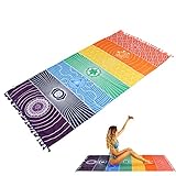 YUMOMO Yummomo indisches Yoga-Handtuch, 100% Baumwolle, Regenbogenfarben, 150 cm lang x 75 cm breit