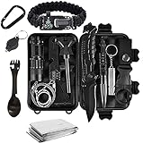 Tradista Survival Kit 15 in 1 - Außen Notfall Survival Kit mit Messer/Taktische Taschenlampe für Camping/Bushcraft/Wandern/Jagden/Outdoor Abenteuer
