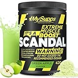 My Supps Scandal Pre Workout Booster 420g Green Apple - Pump Trainingsbooster Pulver mit Koffein, Citrullin & Kreatin - Training Fitness Booster hochdosiert, Made in Germany