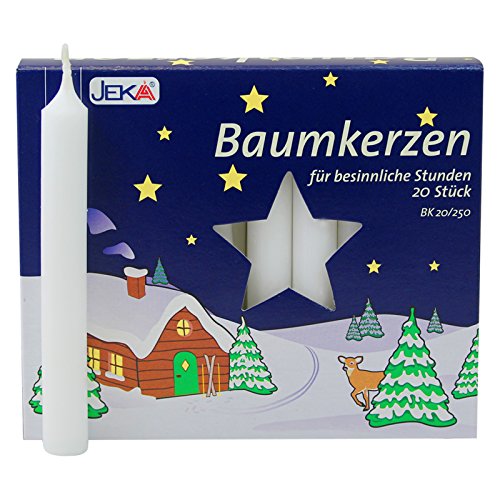 20er Pack Baumkerzen weiß ca. 13 x 105 mm (20 x 20 Stück) Weihnachtskerzen, Christbaumkerzen, Pyramidenkerzen