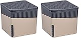 WENKO Raumentfeuchter Cube, Luftentfeuchter reduziert Schimmel & Gerüche, Auffangschale mit 500 g Granulatblock nachfüllbar, fasst bis zu 800 ml Feuchtigkeit, 13 x 13 x 13 cm, Beige (Packung mit 2)