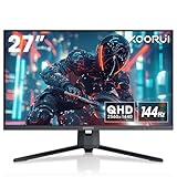 KOORUI Gaming Monitor 27 Zoll QHD 144 Hz, 1ms, DCI-P3 90% Farbumfangs, Adaptive Sync, 2560x1440, HDMI, DisplayPort