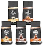 Der-Franz Flavour Coffee Bundle - 1x Haselnuss, 1x Karamell, 1x Vanille, 1x Schokolade, 1x Zimt, Ganze Bohne, 5 x 1000g