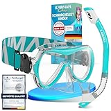 Das Neue KAIMANA® SeaExplorer Schnorchelset Kinder + Tragetasche, Taucherbrille mit Schnorchel, Taucherbrille Kinder, Alternative zur Schnorchelmaske Kinder, Taucherbrille mit Stoffband/Silikonband