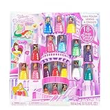Disney Prinzessin 18-teiliges Set mit Nagellack für Kinder, wasserbasiert, schnell trocknend und abziehbar, perfekt für Partys und Pyjamapartys, für Kinder ab 3 Jahren, von Townley Girl