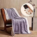 JET'S HOME Heizdecke 130x180cm - Wärmedecke Heizdecke mit Abschaltautomatik Einstellbarer Timer 10 Stunden 6 Heizstufen - Wärmedecke Maschinenwaschbar Überhitzungsschutz (Lila)