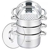 Mantowarka Dampfkocher 22cm Set Induktion Kochtopf Dampfgarer Glasdeck