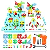 Beinhome 316 ST Mosaik Steckspiel Montessori Spielzeug 3D Puzzle mit Bohrmaschine, Schrauben, Kreatives Spielzeug Kinder ab 3 4 5 Jahre als Pädagogisches Kinderspielzeug Lernspielzeug
