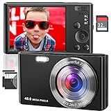 Digitalkamera Autofocus 48MP 4K Fotoapparat mit 32GB SD-Karte 16X Digitalzoom Kompaktkamera (2 Batterien)